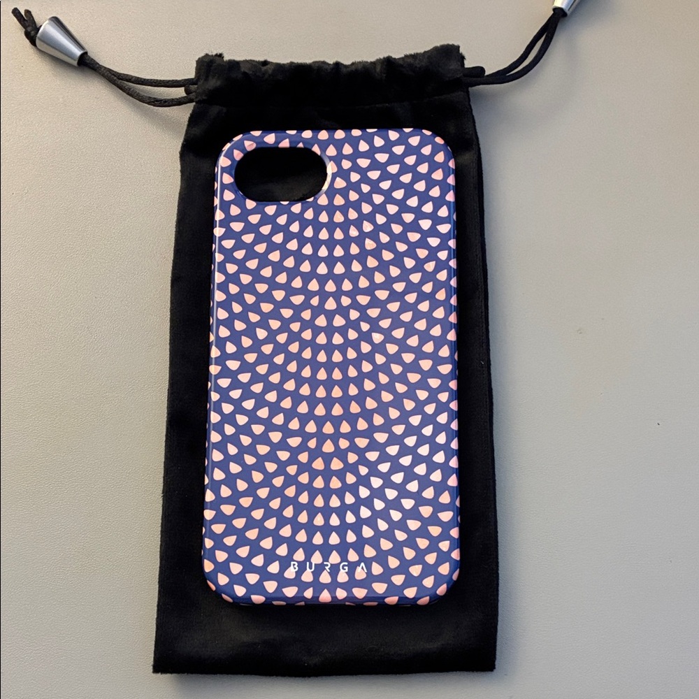 NWT Burga iphone 16e “azure” Blue and Pink Patterned Phone Case